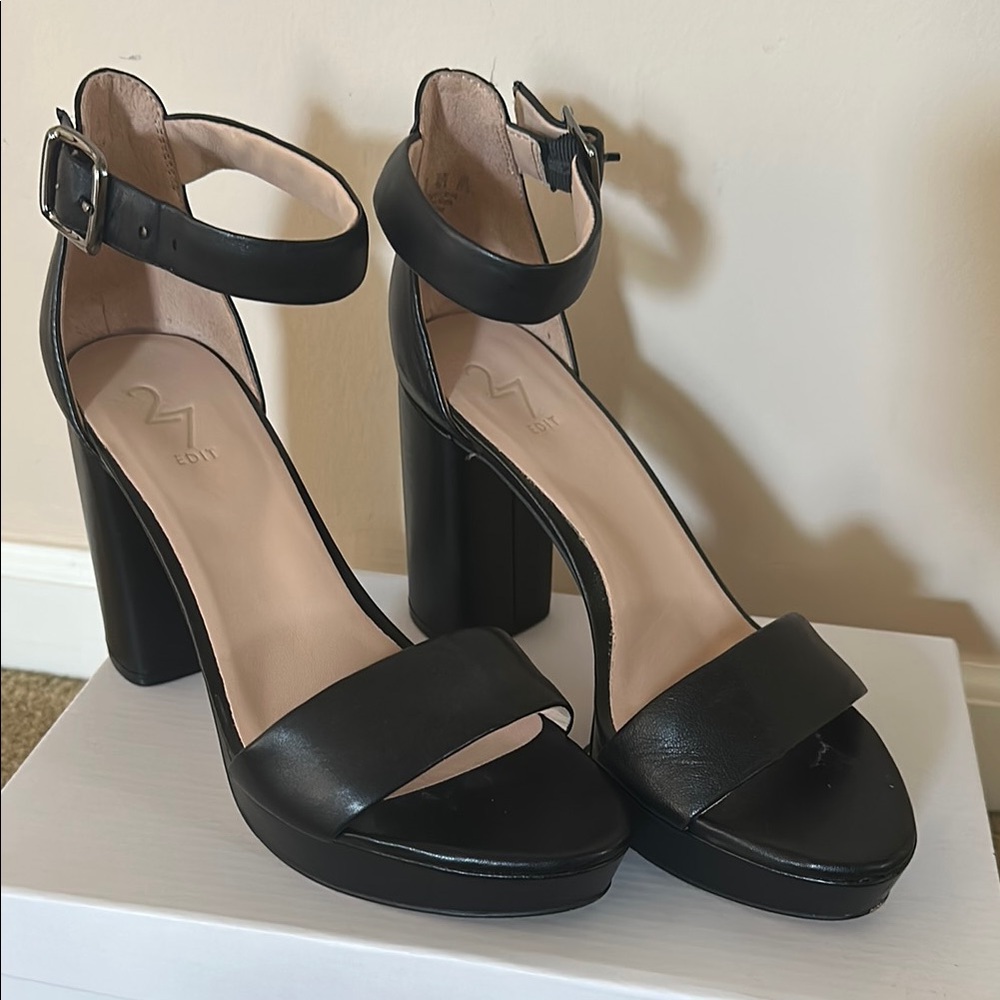 ASOS Black Platform Heels with Ankle Strap